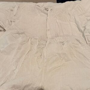 ASOS Curve swimsuit cover up White Button-Up Top and Shorts Set linen-like